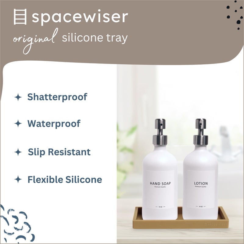 Spacewiser Countertop and Vanity Tray - Small 7.7" Silicone Soap Dispenser Trays, Flexible Bathroom Trays, Dish Soap Holder Kitchen Counter Caddy, Organizer Sink Tray for Soaps Bottles, Sponge, Keys - Image 2